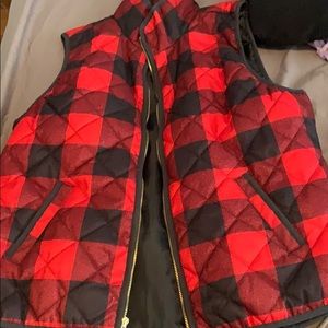 Buffalo plaid zip up vest